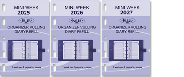 6247-25-26-27 104 x 68 mm Mini Ordre du jour Organizer REFOLLS SEMAINE NL EN 2025 2026 2027